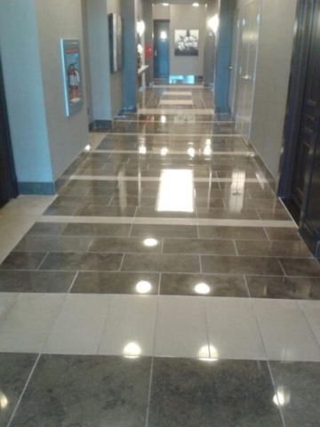 Marble floor restoration in condo high rise
