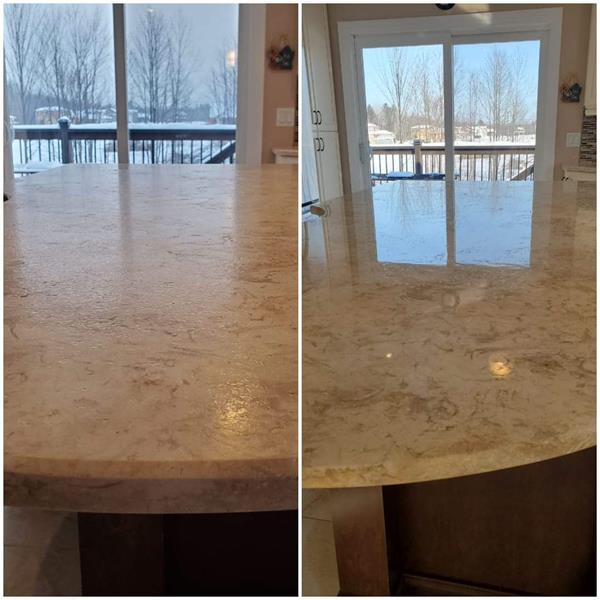 Light Reflection on Marble Island Before and After